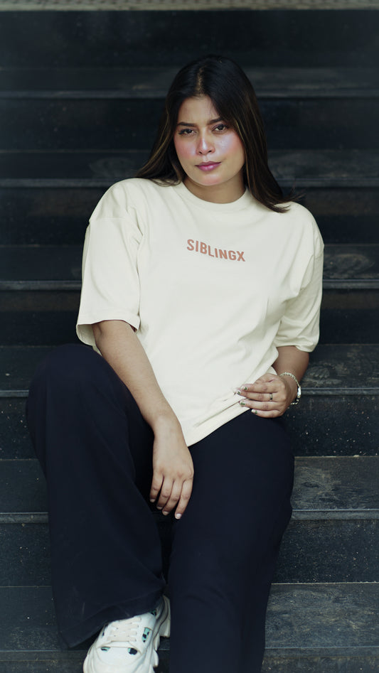"Tempo" Oversized Graphic T-Shirt "Cream"