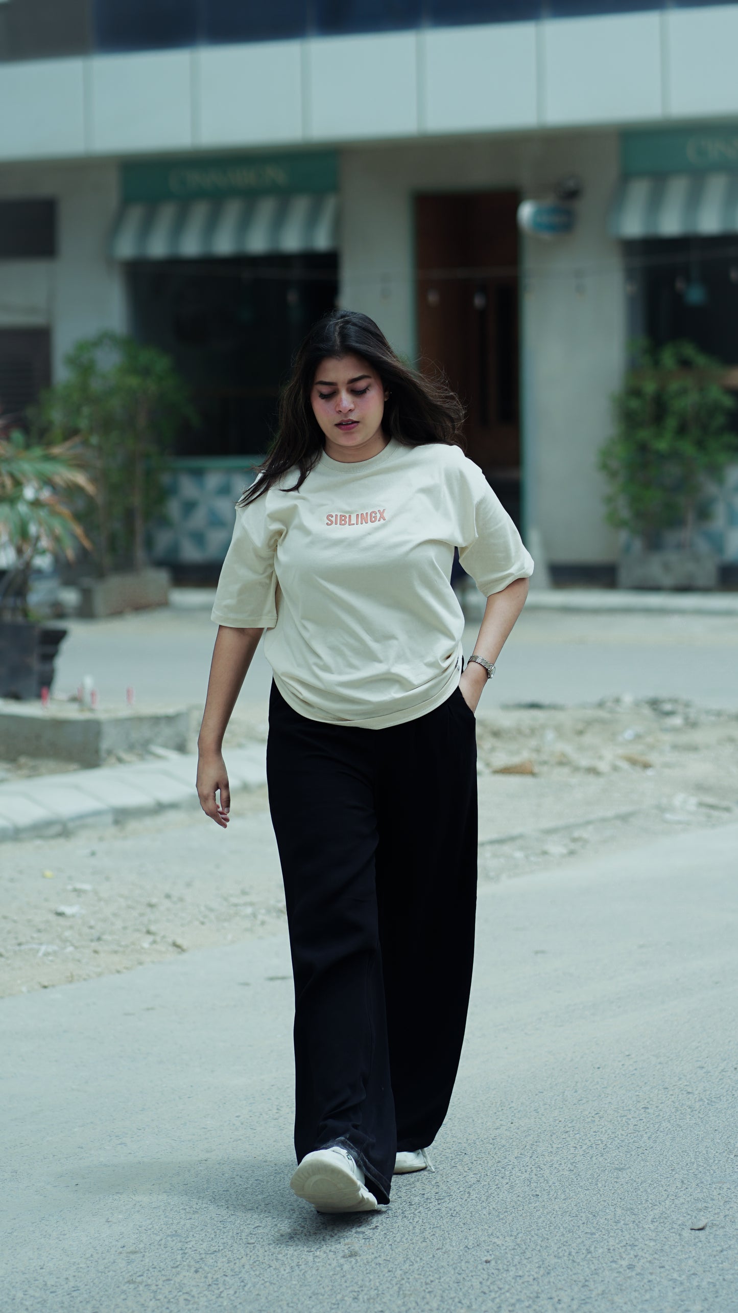 "Tempo" Oversized Graphic T-Shirt "Cream"